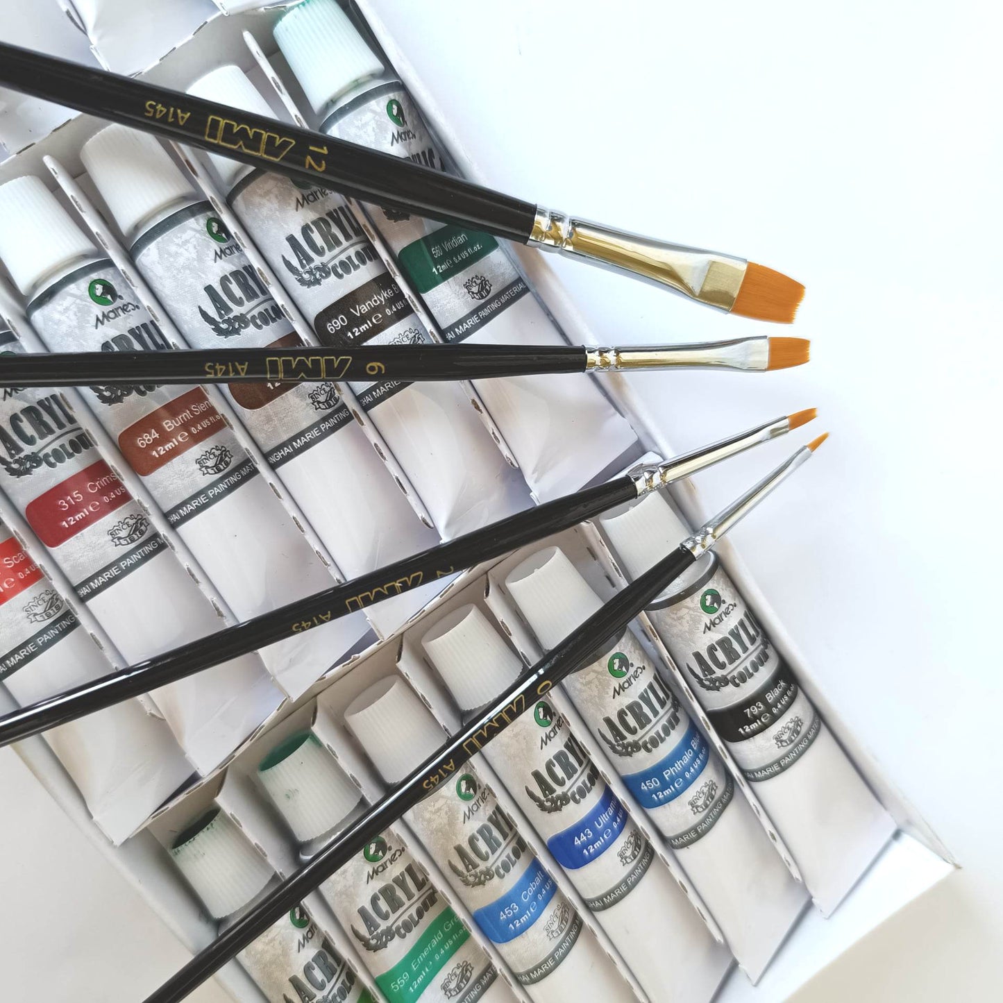 Set de pinceaux acrylique et aquarelle plats