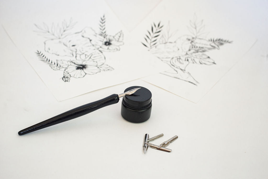 Set porte plume et encrier