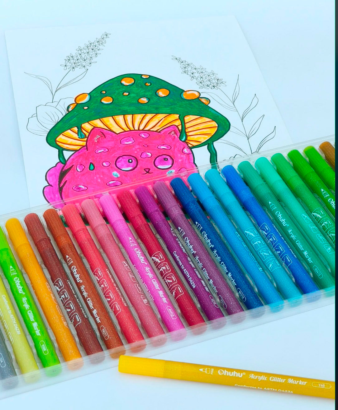 Set de feutres acrylique à paillettes métalliques OHUHU