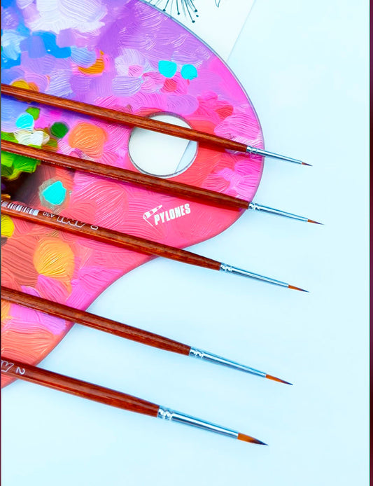 Set de 5 pinceaux ronds extra fins acrylique ou huile